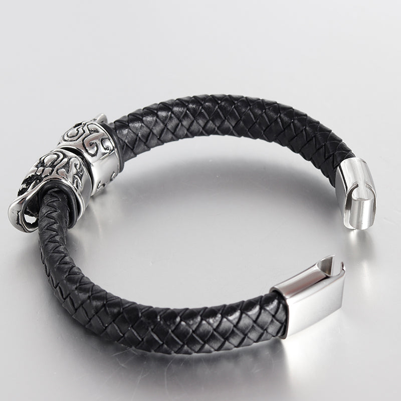 Men's Bracelet Leather Bracelet Ghost Head Retro