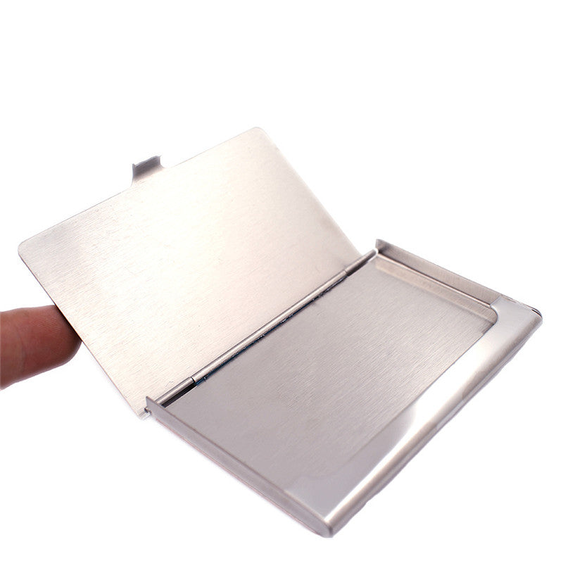 Metal Solid Wood Business Card Holder With Lettering Sward
