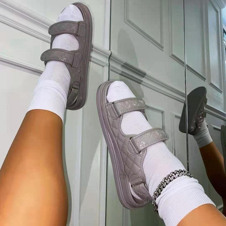 Amoi Mid-heel Soft-soled Small Fragrance Velcro Sandals