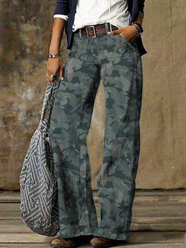 Women's Loose Faux Denim Wide-Leg Pants