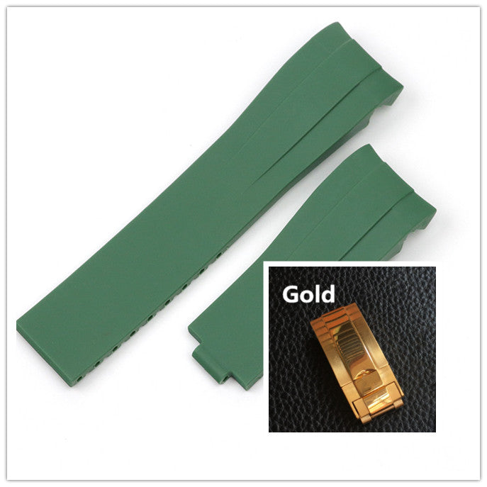 Silicone Watch Strap For Rolex Black And Green Water Ghost