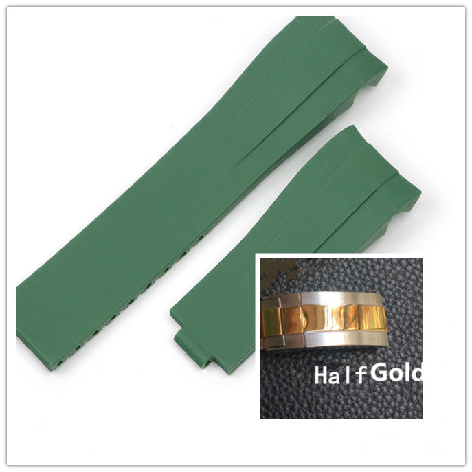 Silicone Watch Strap For Rolex Black And Green Water Ghost