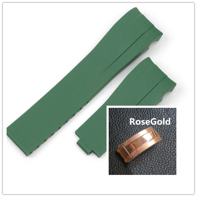 Silicone Watch Strap For Rolex Black And Green Water Ghost