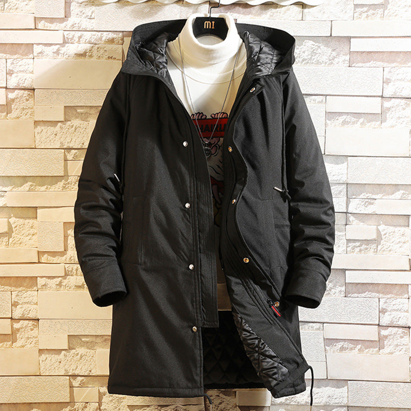 Autumn Mid Length Big Fat Windbreaker Hooded Jacket Men's Jacket