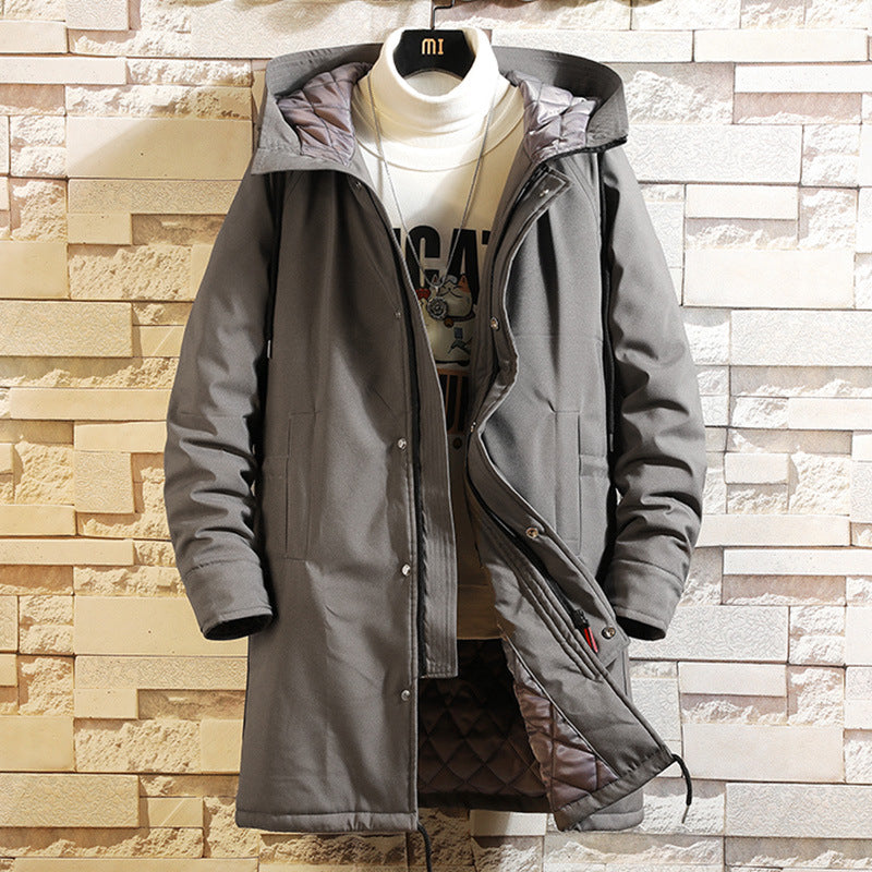 Autumn Mid Length Big Fat Windbreaker Hooded Jacket Men's Jacket
