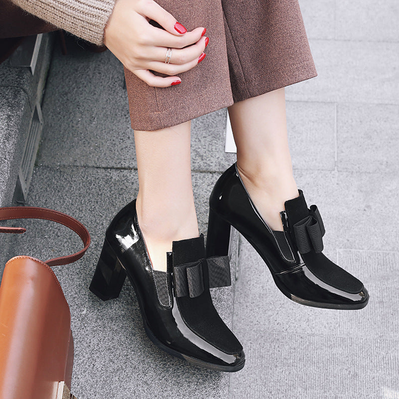 Shoes Spring New Single Shoes Thick Heel Women s Shoes 40-43 Lrge Size
