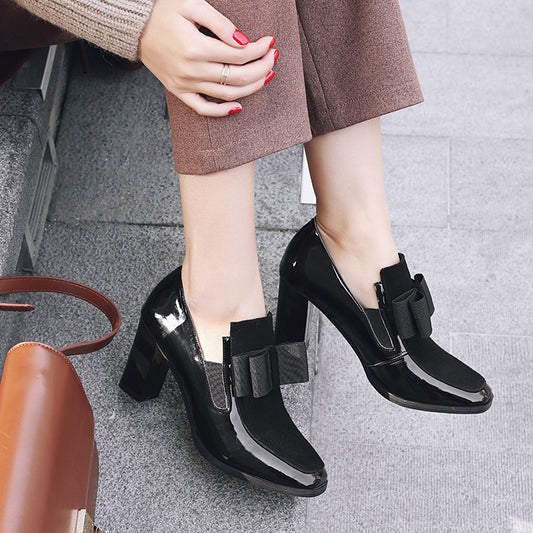 Shoes Spring New Single Shoes Thick Heel Women s Shoes 40-43 Lrge Size