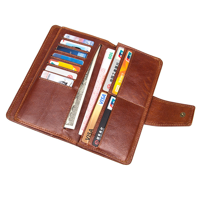 Cameida New Men'S Leather Business Wallet Long Fashion Buckle Rfid Wallet Spot Wholesale
