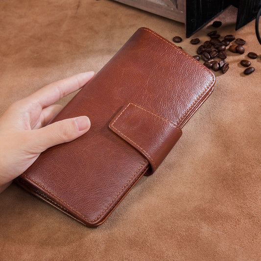 Cameida New Men'S Leather Business Wallet Long Fashion Buckle Rfid Wallet Spot Wholesale