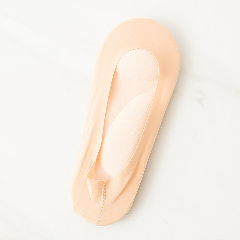 Massage Boat socks Sponge Pad Ice Silk Silicone Seamless Invisible Thin Socks Female Non-slip And Sweat-absorbent
