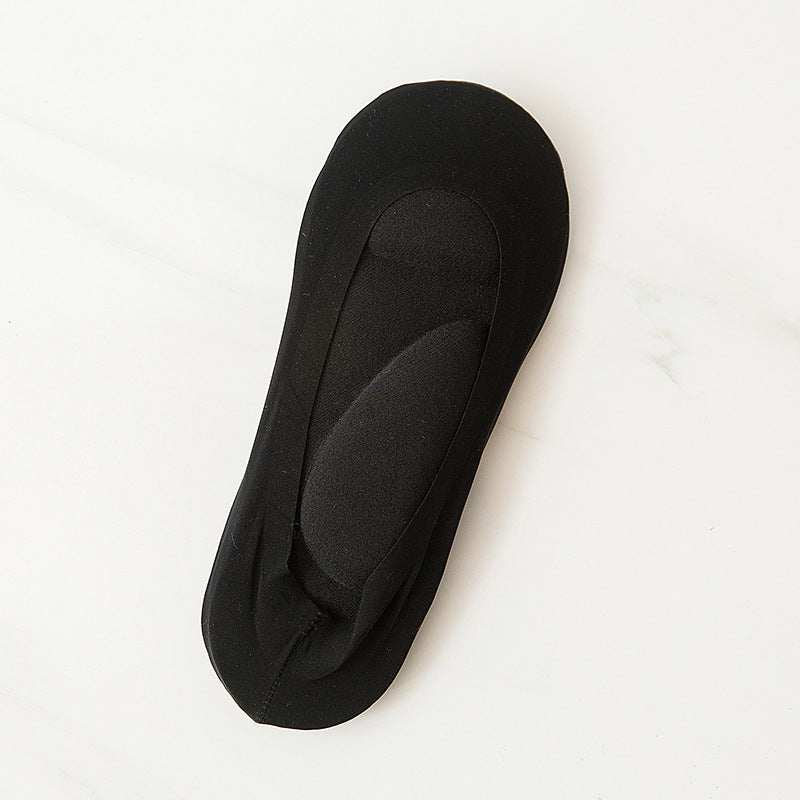 Massage Boat socks Sponge Pad Ice Silk Silicone Seamless Invisible Thin Socks Female Non-slip And Sweat-absorbent