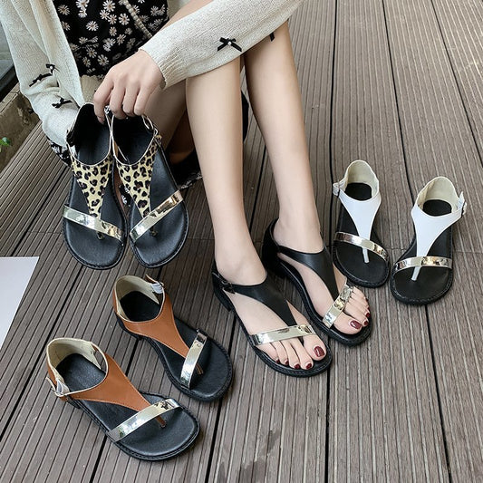 Summer Comfortable Flat-Bottomed Leisure Holiday Style Roman Women's Shoes