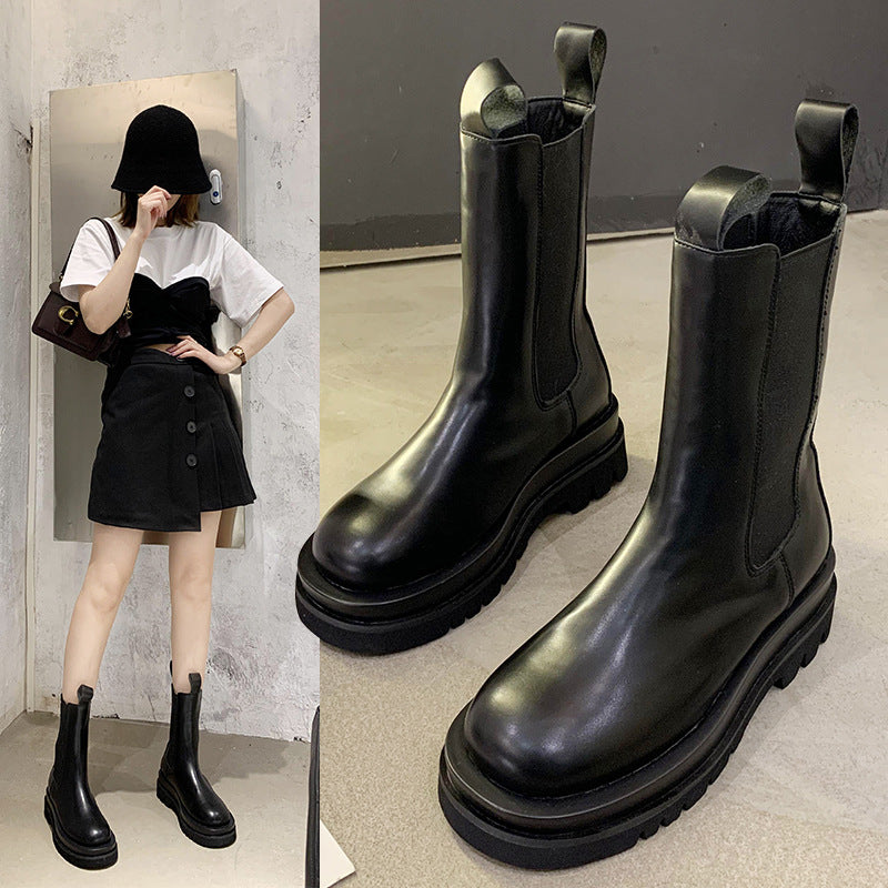 Thick-heeled Thick-soled Mid-tube Boots Boots