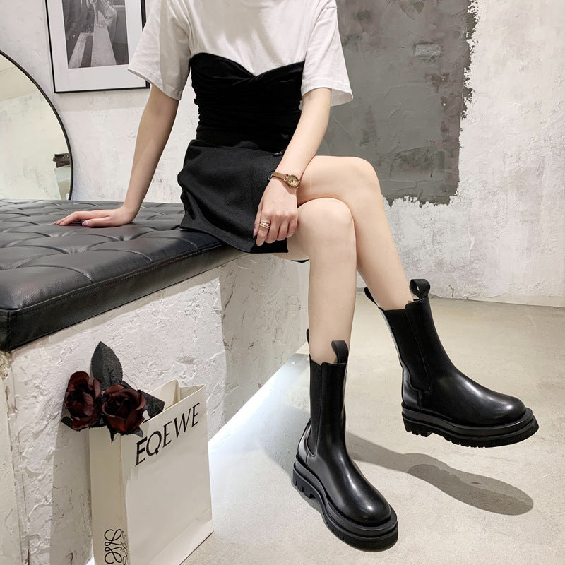 Thick-heeled Thick-soled Mid-tube Boots Boots