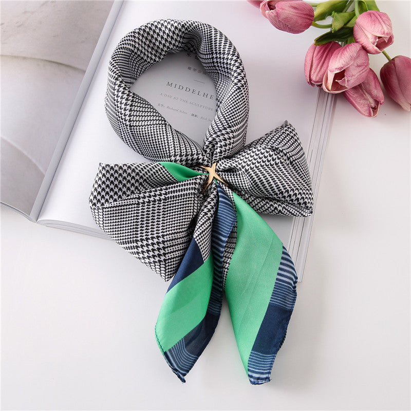 Spring And Summer New Korean Decorative Scarf, Summer Art Sunscreen Silk Scarf, Summer Japanese And Korean Fashion Printing Scarf