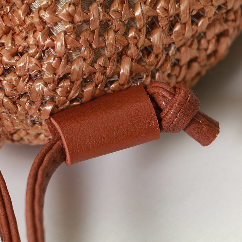 Small Square Bag With Straw Woven Oblique Cross