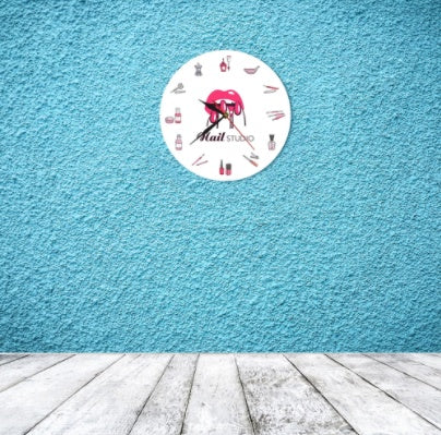 Creative Beauty Manicure Studio Clock,3D     Nail Polish, Manicure Decoration Clock, Bedroom Living Room Wall Clock
