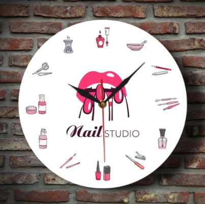 Creative Beauty Manicure Studio Clock,3D     Nail Polish, Manicure Decoration Clock, Bedroom Living Room Wall Clock