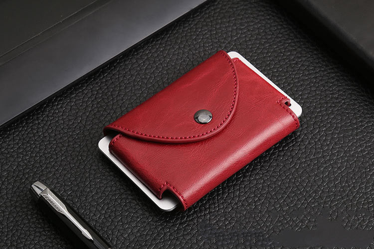 New European And American Crazy Horse Leather Male Card Holder Leather Retro Anti-Degaussing Theft Credit Card Package RFID Aluminum Alloy Credit Card Case