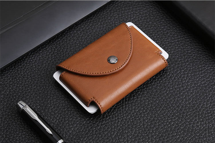 New European And American Crazy Horse Leather Male Card Holder Leather Retro Anti-Degaussing Theft Credit Card Package RFID Aluminum Alloy Credit Card Case
