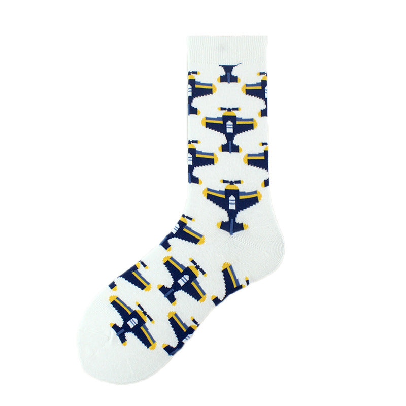 Color Spring, Autumn And Winter Fashion Cotton Socks, Airplane Fashion Socks