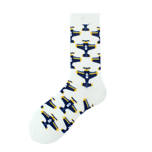Color Spring, Autumn And Winter Fashion Cotton Socks, Airplane Fashion Socks