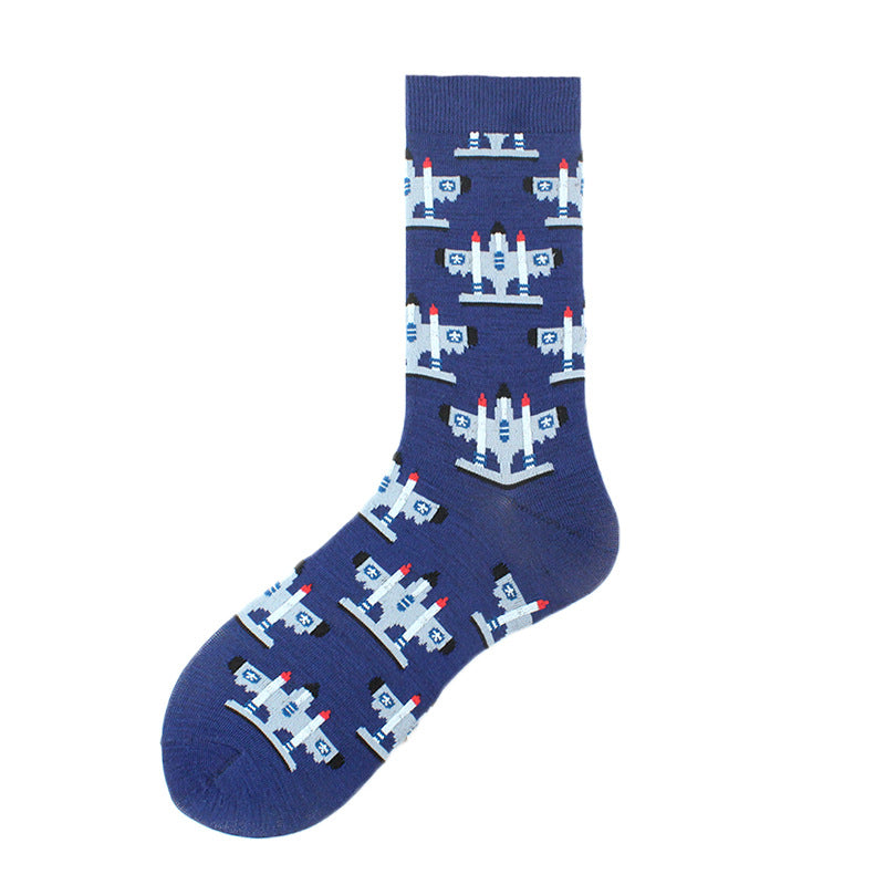 Color Spring, Autumn And Winter Fashion Cotton Socks, Airplane Fashion Socks