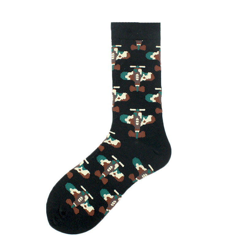 Color Spring, Autumn And Winter Fashion Cotton Socks, Airplane Fashion Socks