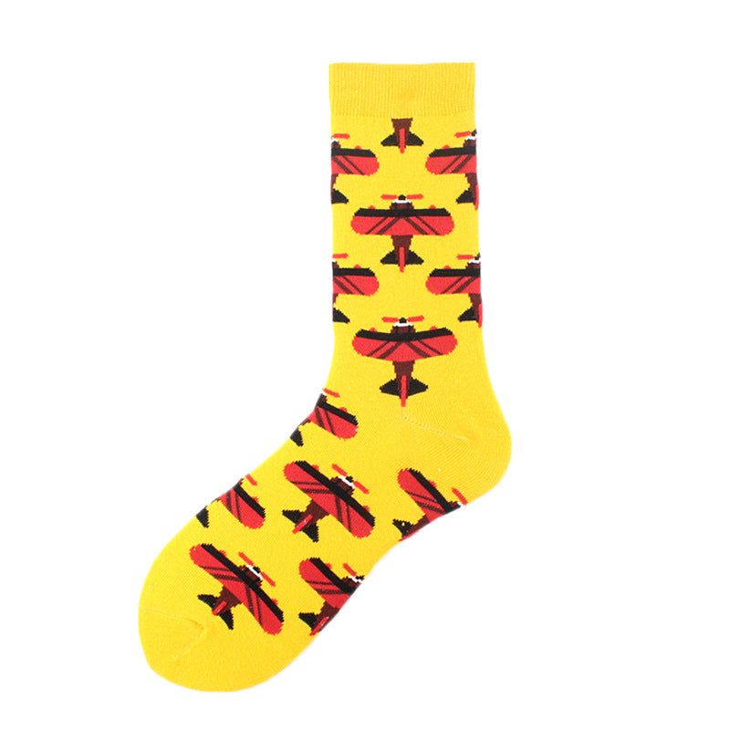 Color Spring, Autumn And Winter Fashion Cotton Socks, Airplane Fashion Socks