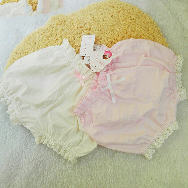 Soft Cute Cotton Lace-Trimmed Pumpkin Pants Bloomers Safety Shorts