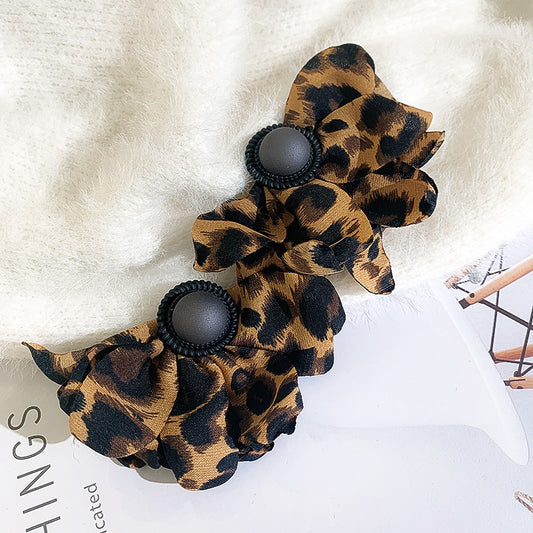 Silver Needle Leopard Earrings European And American New Style Retro Nightclub Exaggerated Big Earrings Fabric Personalized Fashion Earrings Women