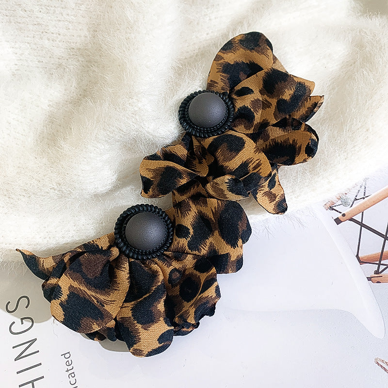 Silver Needle Leopard Earrings European And American New Style Retro Nightclub Exaggerated Big Earrings Fabric Personalized Fashion Earrings Women