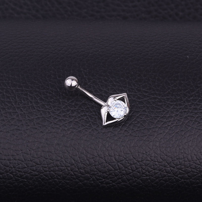 WishEbay Popular Piercing Jewelry Stainless Steel Inlaid Zircon Sexy Lips Belly Button Nail European And American Umbilical Ring Batch