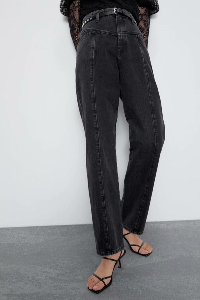 Daddy Harlan Jeans Women's Spring New High-Waist Loose Slim Small Straight Carrot Pants