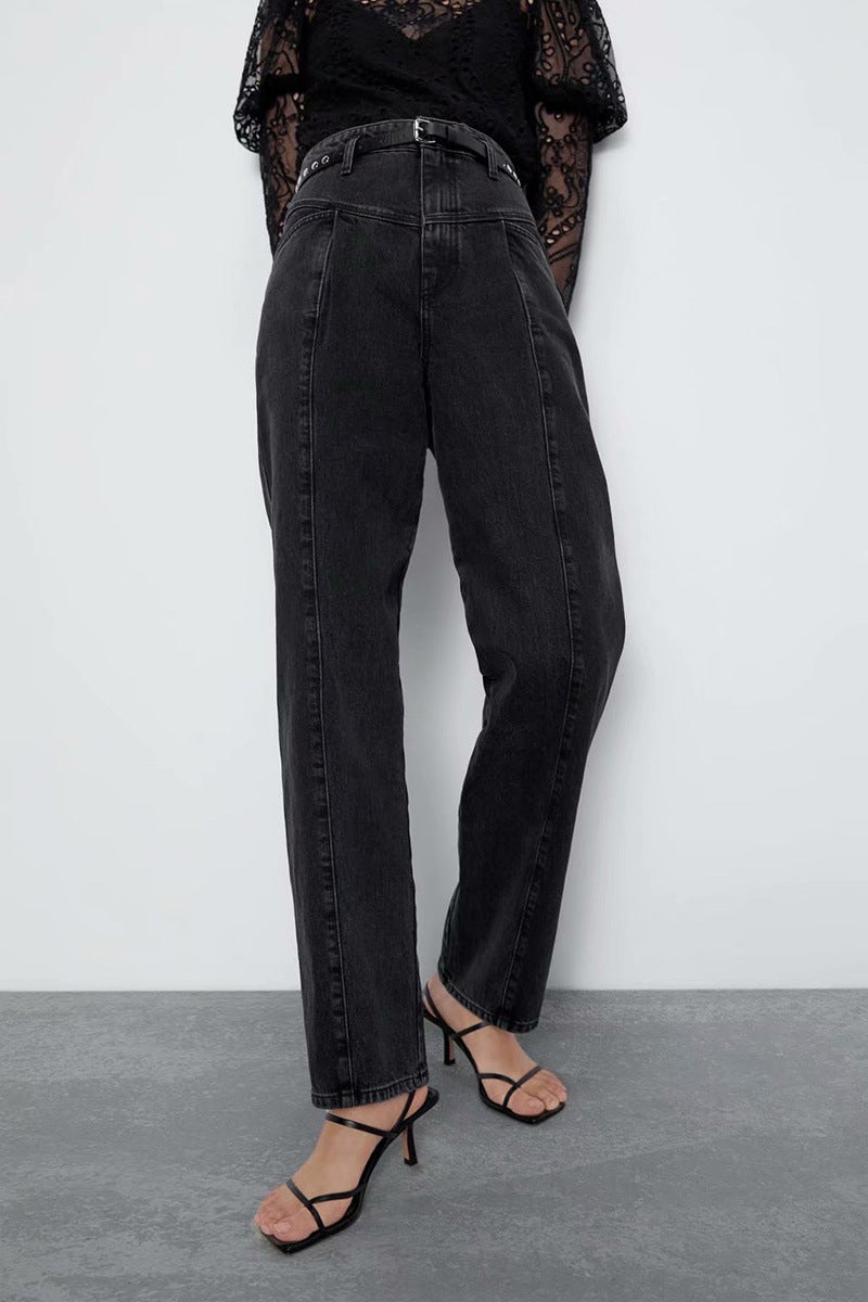 Daddy Harlan Jeans Women's Spring New High-Waist Loose Slim Small Straight Carrot Pants