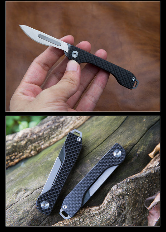 Carbon Fiber Box Knife With Cut Rope Engraving Knife Mini Outdoor Multifunctional Folding Scalpel Utility Knife