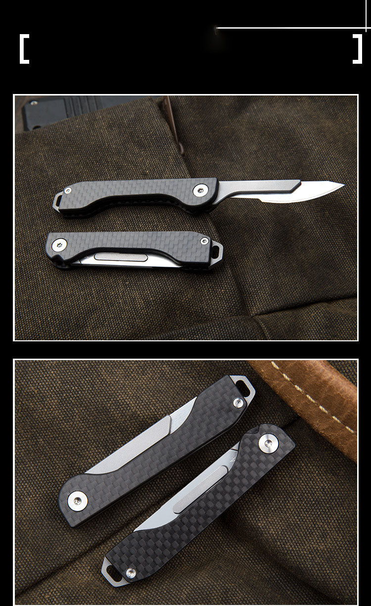 Carbon Fiber Box Knife With Cut Rope Engraving Knife Mini Outdoor Multifunctional Folding Scalpel Utility Knife
