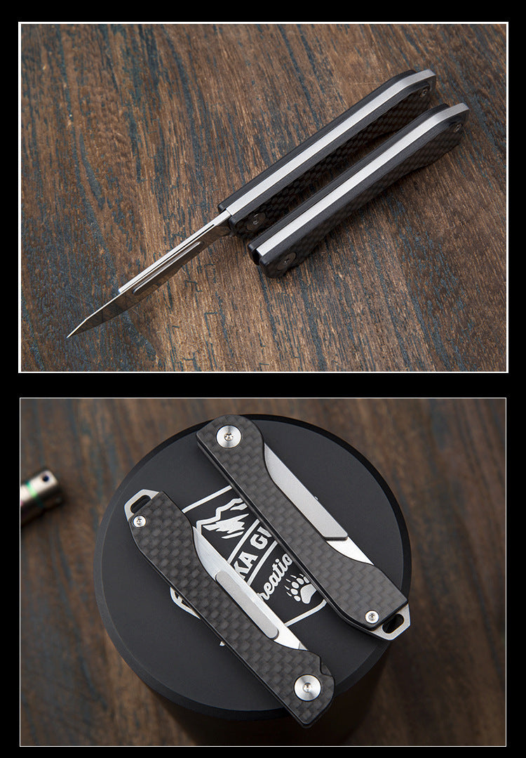 Carbon Fiber Box Knife With Cut Rope Engraving Knife Mini Outdoor Multifunctional Folding Scalpel Utility Knife