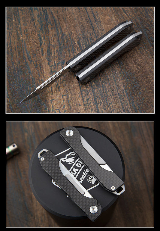 Carbon Fiber Box Knife With Cut Rope Engraving Knife Mini Outdoor Multifunctional Folding Scalpel Utility Knife