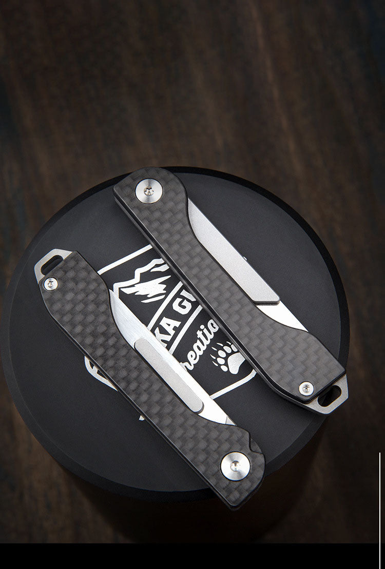 Carbon Fiber Box Knife With Cut Rope Engraving Knife Mini Outdoor Multifunctional Folding Scalpel Utility Knife