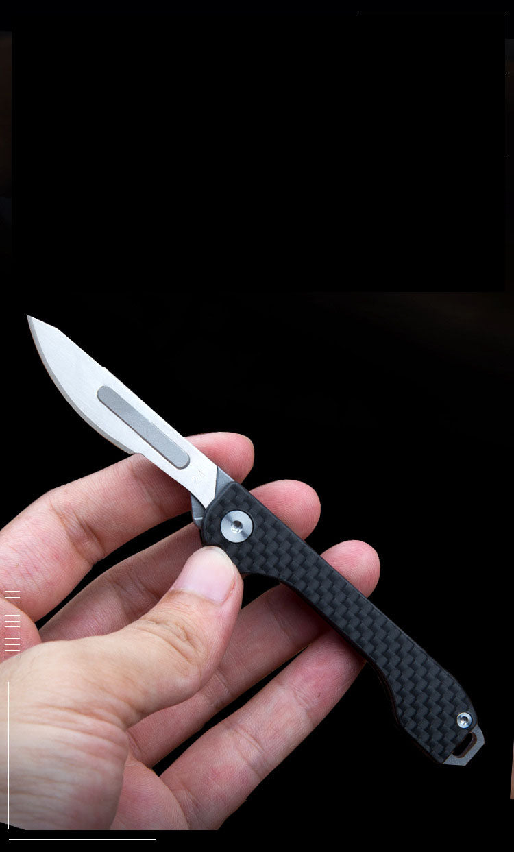 Carbon Fiber Box Knife With Cut Rope Engraving Knife Mini Outdoor Multifunctional Folding Scalpel Utility Knife
