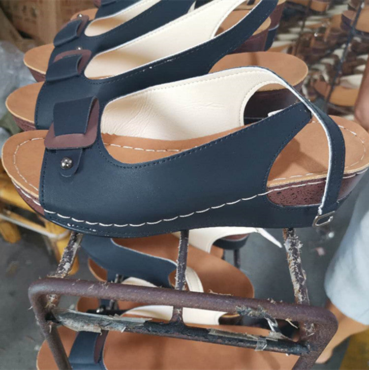Large Size Wedge Fish Mouth Buckle Sandals