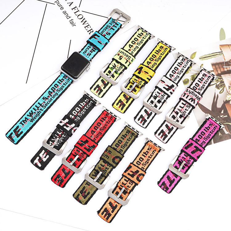 Compatible with Apple, Suitable For Apple 6th Generation Woven Nylon Strap OFF WHITE New Iwatch2345se Wristband