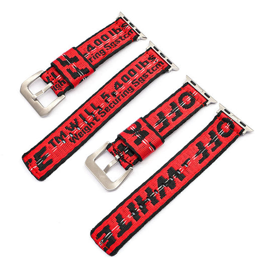 Compatible with Apple, Suitable For Apple 6th Generation Woven Nylon Strap OFF WHITE New Iwatch2345se Wristband