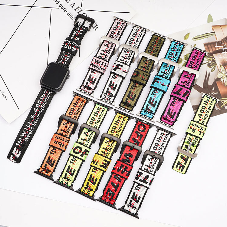 Compatible with Apple, Suitable For Apple 6th Generation Woven Nylon Strap OFF WHITE New Iwatch2345se Wristband