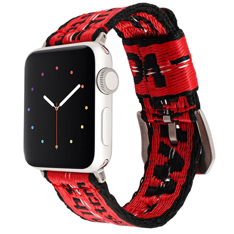 Compatible with Apple, Suitable For Apple 6th Generation Woven Nylon Strap OFF WHITE New Iwatch2345se Wristband