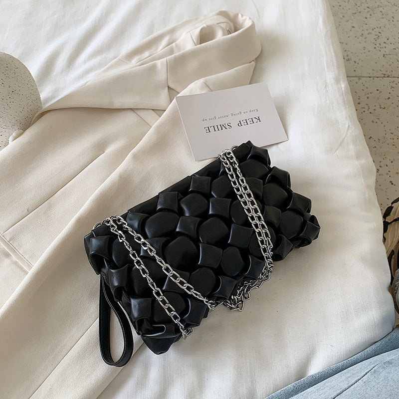 Unique Small Bag Women's Bag New Trendy Fashion Woven Messenger Bag Chain One-Shoulder Armpit Small Square Bag