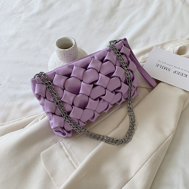 Unique Small Bag Women's Bag New Trendy Fashion Woven Messenger Bag Chain One-Shoulder Armpit Small Square Bag