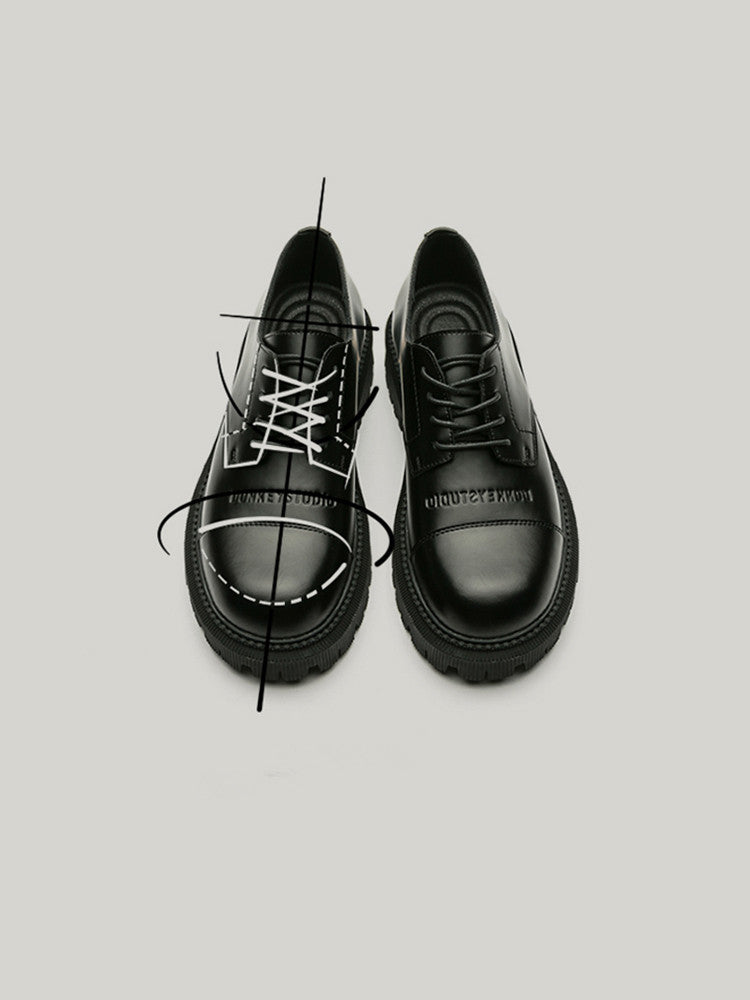 Casual Black Thick-heeled Shoes With Thick Soles And Big Toe Straps