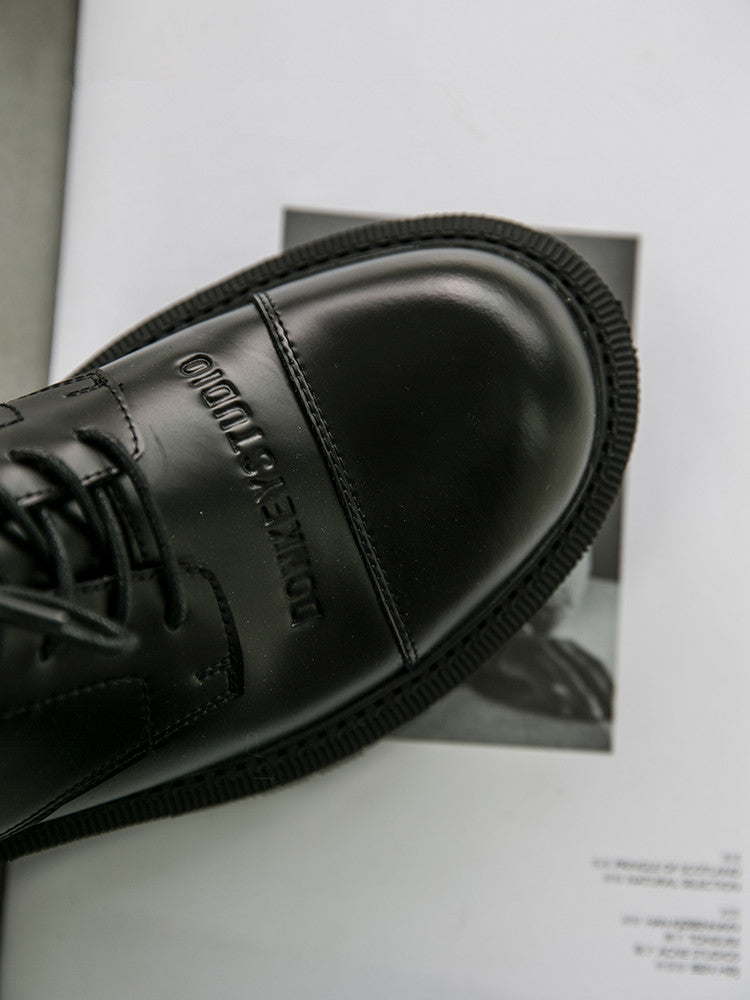 Casual Black Thick-heeled Shoes With Thick Soles And Big Toe Straps
